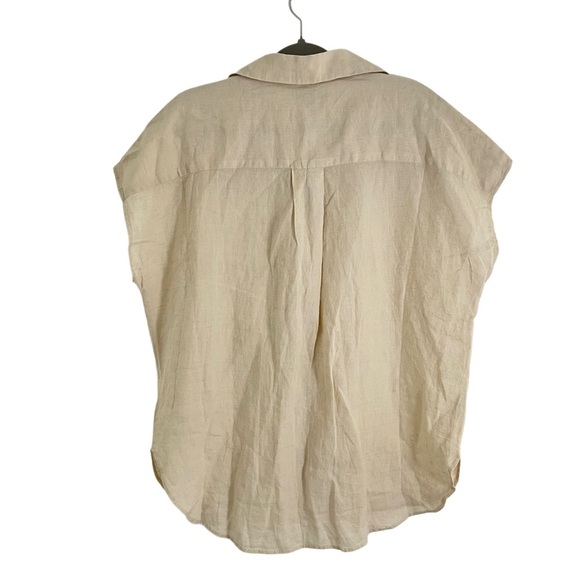 NWT New Banana Republic 100% Linen Cream Casual Button Down Shirt M Tall - Picture 4 of 8
